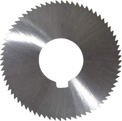 Made in USA - 2-3/4" Diam x 0.045" Blade Thickness x 1" Arbor Hole Diam, 72 Tooth Slitting and Slotting Saw - Arbor Connection, Right Hand, Uncoated, High Speed Steel, Concave Ground, Contains Keyway - Eagle Tool & Supply