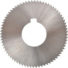 Made in USA - 2-3/4" Diam x 0.072" Blade Thickness x 1" Arbor Hole Diam, 72 Tooth Slitting and Slotting Saw - Arbor Connection, Right Hand, Uncoated, High Speed Steel, Concave Ground, Contains Keyway - Eagle Tool & Supply