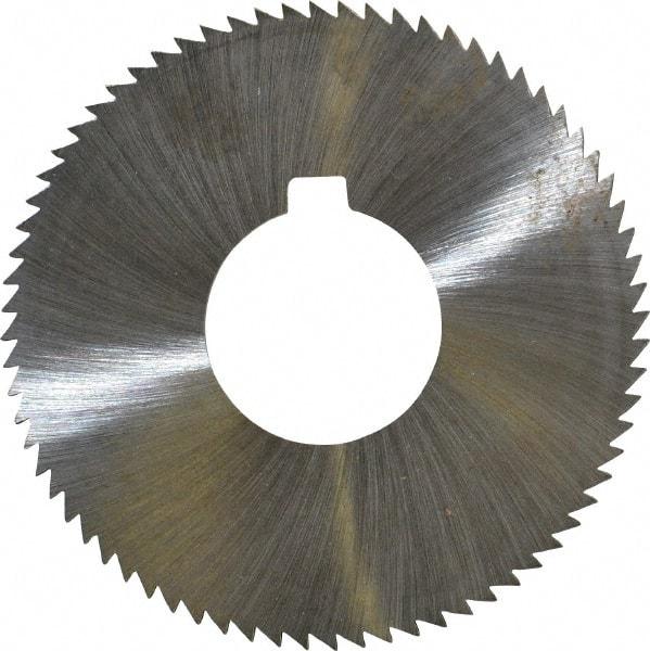 Made in USA - 2-3/4" Diam x 0.081" Blade Thickness x 1" Arbor Hole Diam, 72 Tooth Slitting and Slotting Saw - Arbor Connection, Right Hand, Uncoated, High Speed Steel, Concave Ground, Contains Keyway - Eagle Tool & Supply