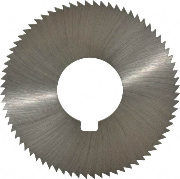 Made in USA - 2-3/4" Diam x 0.091" Blade Thickness x 1" Arbor Hole Diam, 72 Tooth Slitting and Slotting Saw - Arbor Connection, Right Hand, Uncoated, High Speed Steel, Concave Ground, Contains Keyway - Eagle Tool & Supply