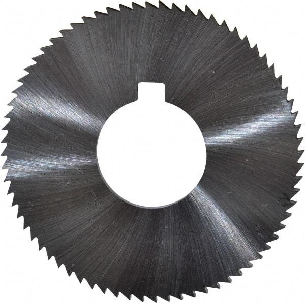 Made in USA - 2-3/4" Diam x 0.102" Blade Thickness x 1" Arbor Hole Diam, 72 Tooth Slitting and Slotting Saw - Arbor Connection, Right Hand, Uncoated, High Speed Steel, Concave Ground, Contains Keyway - Eagle Tool & Supply