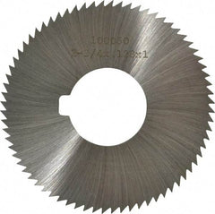 Made in USA - 2-3/4" Diam x 0.128" Blade Thickness x 1" Arbor Hole Diam, 72 Tooth Slitting and Slotting Saw - Arbor Connection, Right Hand, Uncoated, High Speed Steel, Concave Ground, Contains Keyway - Eagle Tool & Supply