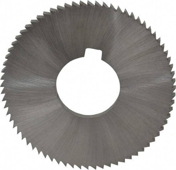 Made in USA - 2-3/4" Diam x 0.162" Blade Thickness x 1" Arbor Hole Diam, 72 Tooth Slitting and Slotting Saw - Arbor Connection, Right Hand, Uncoated, High Speed Steel, Concave Ground, Contains Keyway - Eagle Tool & Supply