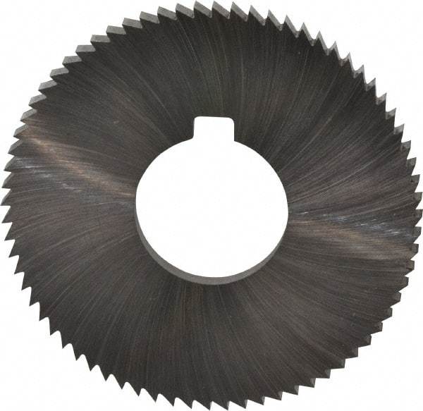 Made in USA - 2-3/4" Diam x 0.182" Blade Thickness x 1" Arbor Hole Diam, 72 Tooth Slitting and Slotting Saw - Arbor Connection, Right Hand, Uncoated, High Speed Steel, Concave Ground, Contains Keyway - Eagle Tool & Supply