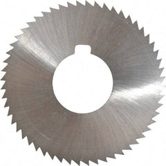 Made in USA - 2-3/4" Diam x 0.028" Blade Thickness x 1" Arbor Hole Diam, 56 Tooth Slitting and Slotting Saw - Arbor Connection, Right Hand, Uncoated, High Speed Steel, Concave Ground, Contains Keyway - Eagle Tool & Supply