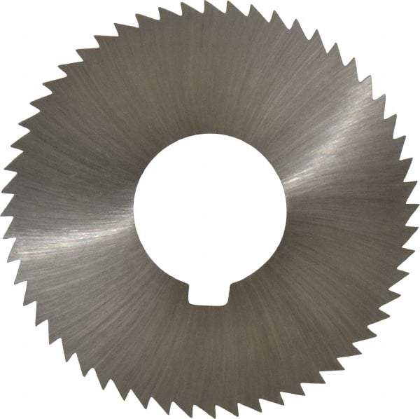 Made in USA - 2-3/4" Diam x 0.04" Blade Thickness x 1" Arbor Hole Diam, 56 Tooth Slitting and Slotting Saw - Arbor Connection, Right Hand, Uncoated, High Speed Steel, Concave Ground, Contains Keyway - Eagle Tool & Supply