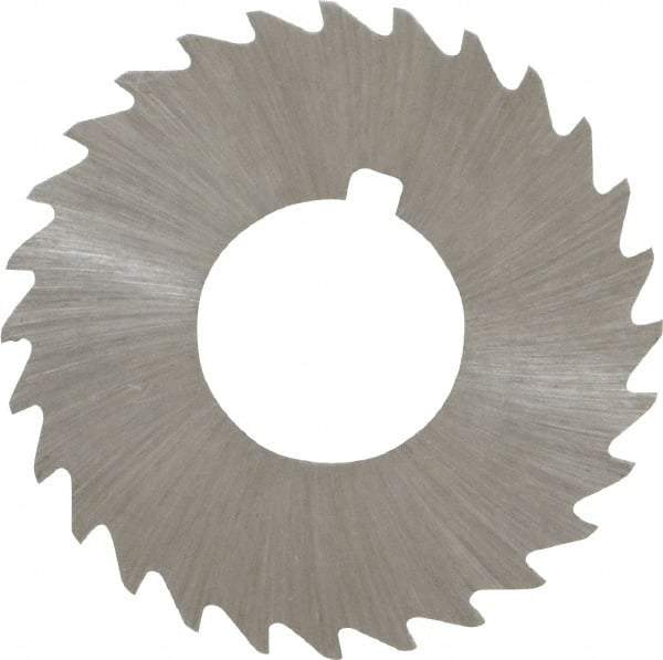 Made in USA - 1-1/4" Diam x 1/32" Blade Thickness x 1/2" Arbor Hole Diam, 28 Tooth Slitting and Slotting Saw - Arbor Connection, Right Hand, Uncoated, High Speed Steel, Concave Ground, Contains Keyway - Eagle Tool & Supply