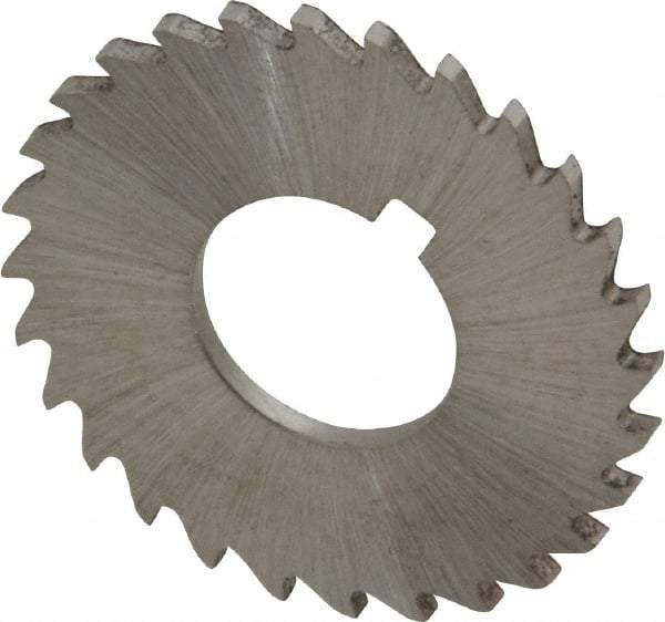 Made in USA - 1-1/4" Diam x 1/16" Blade Thickness x 1/2" Arbor Hole Diam, 28 Tooth Slitting and Slotting Saw - Arbor Connection, Right Hand, Uncoated, High Speed Steel, Concave Ground, Contains Keyway - Eagle Tool & Supply