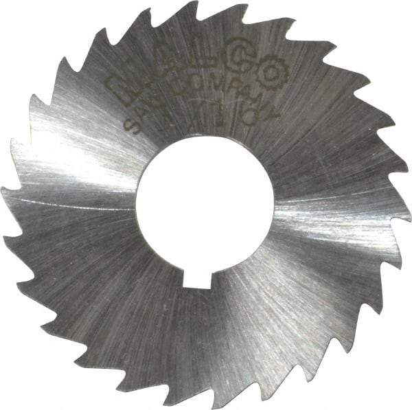 Made in USA - 1-1/2" Diam x 1/16" Blade Thickness x 1/2" Arbor Hole Diam, 26 Tooth Slitting and Slotting Saw - Arbor Connection, Right Hand, Uncoated, High Speed Steel, Concave Ground, Contains Keyway - Eagle Tool & Supply