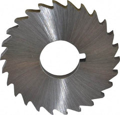 Made in USA - 1-1/2" Diam x 1/8" Blade Thickness x 1/2" Arbor Hole Diam, 26 Tooth Slitting and Slotting Saw - Arbor Connection, Right Hand, Uncoated, High Speed Steel, Concave Ground, Contains Keyway - Eagle Tool & Supply