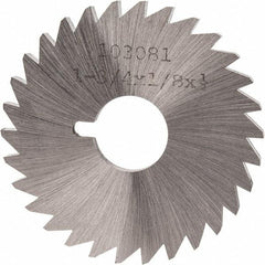 Made in USA - 1-3/4" Diam x 1/8" Blade Thickness x 1/2" Arbor Hole Diam, 30 Tooth Slitting and Slotting Saw - Arbor Connection, Right Hand, Uncoated, High Speed Steel, Concave Ground, Contains Keyway - Eagle Tool & Supply