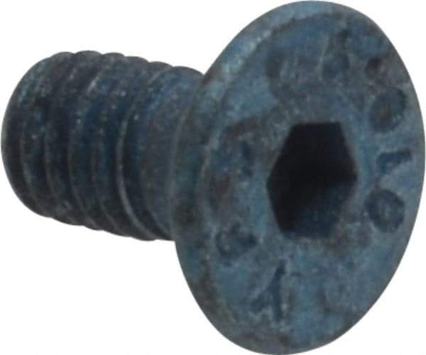 Metric Blue - M4x0.70 Metric Coarse Hex Socket Drive, 90° Flat Screw - Grade 10.9 Alloy Steel, Metric Blue Finish, Fully Threaded, 8mm OAL - Eagle Tool & Supply