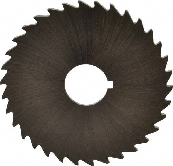 Made in USA - 2" Diam x 1/16" Blade Thickness x 1/2" Arbor Hole Diam, 34 Tooth Slitting and Slotting Saw - Arbor Connection, Right Hand, Uncoated, High Speed Steel, Concave Ground, Contains Keyway - Eagle Tool & Supply