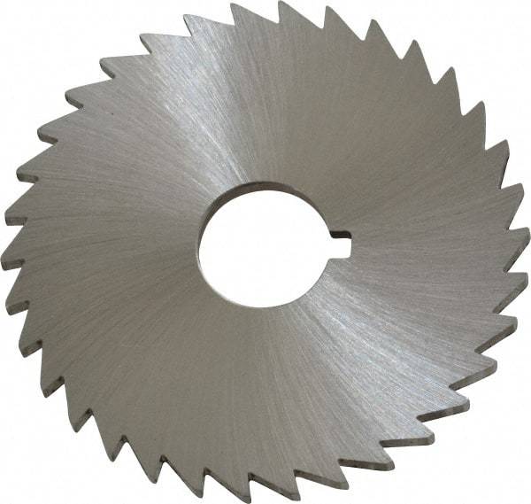 Made in USA - 2" Diam x 3/32" Blade Thickness x 1/2" Arbor Hole Diam, 34 Tooth Slitting and Slotting Saw - Arbor Connection, Right Hand, Uncoated, High Speed Steel, Concave Ground, Contains Keyway - Eagle Tool & Supply