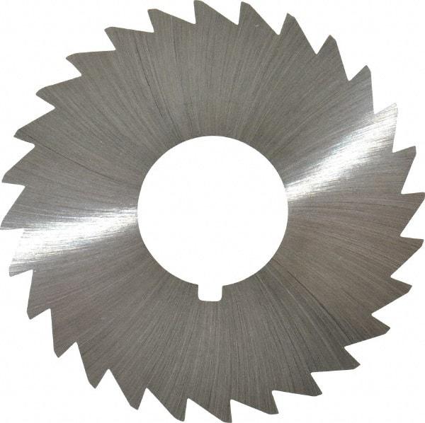 Made in USA - 2-1/2" Diam x 1/32" Blade Thickness x 7/8" Arbor Hole Diam, 28 Tooth Slitting and Slotting Saw - Arbor Connection, Right Hand, Uncoated, High Speed Steel, Concave Ground, Contains Keyway - Eagle Tool & Supply