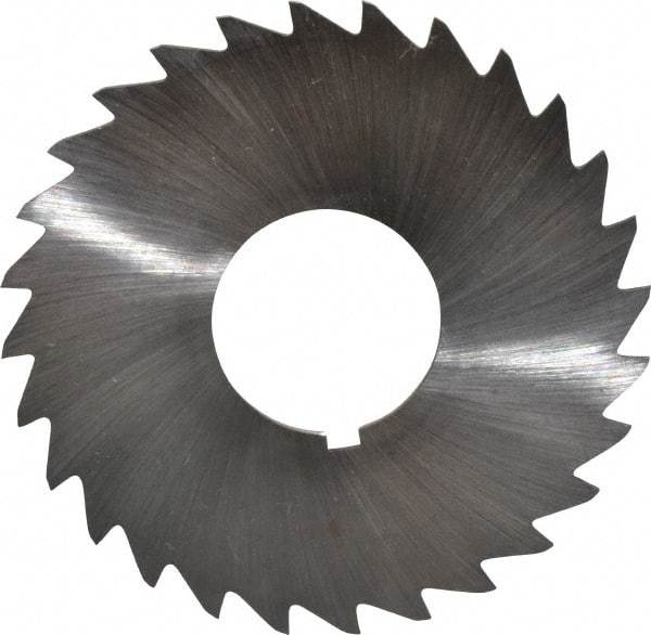 Made in USA - 2-1/2" Diam x 3/64" Blade Thickness x 7/8" Arbor Hole Diam, 28 Tooth Slitting and Slotting Saw - Arbor Connection, Right Hand, Uncoated, High Speed Steel, Concave Ground, Contains Keyway - Eagle Tool & Supply