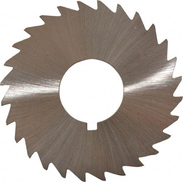 Made in USA - 2-1/2" Diam x 1/8" Blade Thickness x 7/8" Arbor Hole Diam, 28 Tooth Slitting and Slotting Saw - Arbor Connection, Right Hand, Uncoated, High Speed Steel, Concave Ground, Contains Keyway - Eagle Tool & Supply