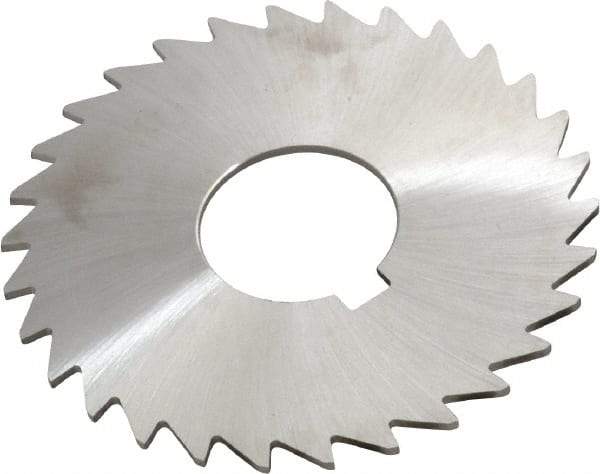 Made in USA - 3" Diam x 1/16" Blade Thickness x 1" Arbor Hole Diam, 30 Tooth Slitting and Slotting Saw - Arbor Connection, Right Hand, Uncoated, High Speed Steel, Concave Ground, Contains Keyway - Eagle Tool & Supply