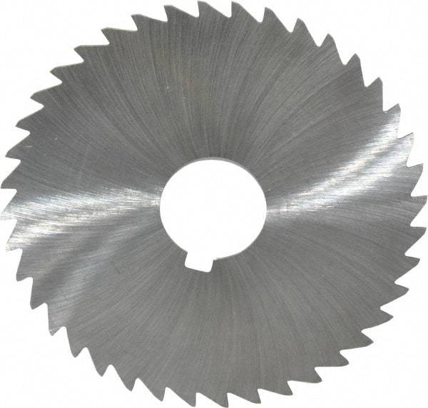 Made in USA - 4" Diam x 1/32" Blade Thickness x 1" Arbor Hole Diam, 40 Tooth Slitting and Slotting Saw - Arbor Connection, Right Hand, Uncoated, High Speed Steel, Concave Ground, Contains Keyway - Eagle Tool & Supply