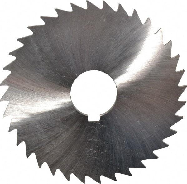 Made in USA - 4" Diam x 1/8" Blade Thickness x 1" Arbor Hole Diam, 36 Tooth Slitting and Slotting Saw - Arbor Connection, Right Hand, Uncoated, High Speed Steel, Concave Ground, Contains Keyway - Eagle Tool & Supply