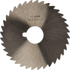 Made in USA - 4" Diam x 3/16" Blade Thickness x 1" Arbor Hole Diam, 36 Tooth Slitting and Slotting Saw - Arbor Connection, Right Hand, Uncoated, High Speed Steel, Concave Ground, Contains Keyway - Eagle Tool & Supply