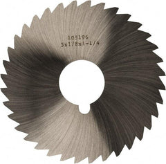 Made in USA - 5" Diam x 1/8" Blade Thickness x 1-1/4" Arbor Hole Diam, 40 Tooth Slitting and Slotting Saw - Arbor Connection, Right Hand, Uncoated, High Speed Steel, Concave Ground, Contains Keyway - Eagle Tool & Supply