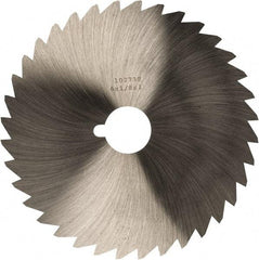 Made in USA - 6" Diam x 1/8" Blade Thickness x 1" Arbor Hole Diam, 44 Tooth Slitting and Slotting Saw - Arbor Connection, Right Hand, Uncoated, High Speed Steel, Concave Ground, Contains Keyway - Eagle Tool & Supply