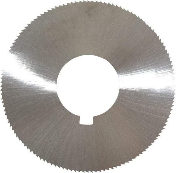 Made in USA - 1-3/4" Diam x 0.014" Blade Thickness x 5/8" Arbor Hole Diam, 132 Tooth Slitting and Slotting Saw - Arbor Connection, Right Hand, Uncoated, High Speed Steel, Concave Ground, Contains Keyway - Eagle Tool & Supply