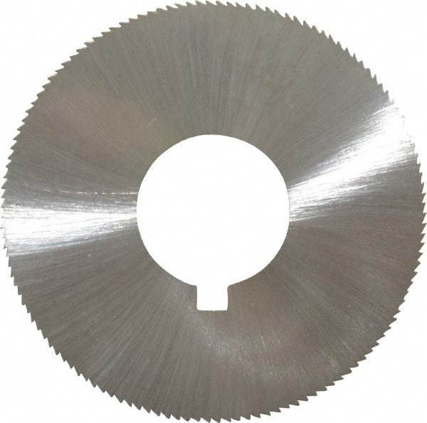 Made in USA - 1-3/4" Diam x 0.028" Blade Thickness x 5/8" Arbor Hole Diam, 132 Tooth Slitting and Slotting Saw - Arbor Connection, Right Hand, Uncoated, High Speed Steel, Concave Ground, Contains Keyway - Eagle Tool & Supply