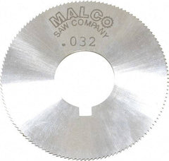 Made in USA - 1-3/4" Diam x 0.032" Blade Thickness x 5/8" Arbor Hole Diam, 132 Tooth Slitting and Slotting Saw - Arbor Connection, Right Hand, Uncoated, High Speed Steel, Concave Ground, Contains Keyway - Eagle Tool & Supply