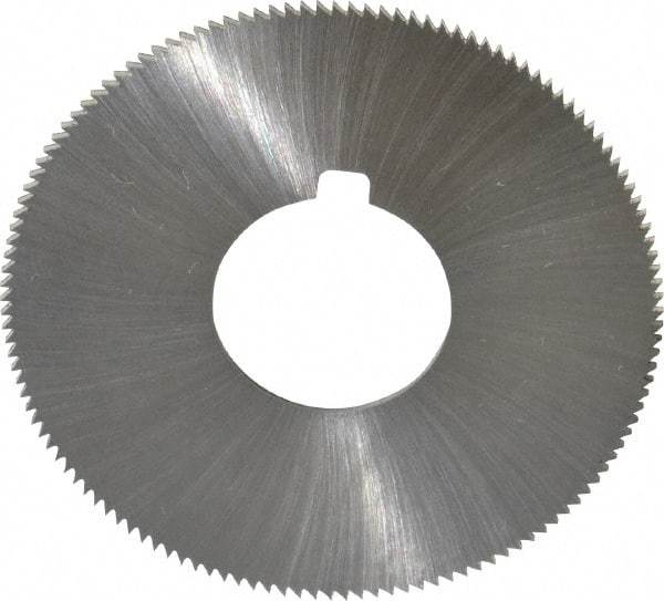 Made in USA - 1-3/4" Diam x 0.036" Blade Thickness x 5/8" Arbor Hole Diam, 132 Tooth Slitting and Slotting Saw - Arbor Connection, Right Hand, Uncoated, High Speed Steel, Concave Ground, Contains Keyway - Eagle Tool & Supply