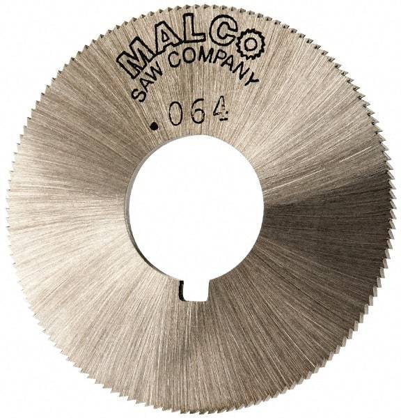 Made in USA - 1-3/4" Diam x 0.064" Blade Thickness x 5/8" Arbor Hole Diam, 132 Tooth Slitting and Slotting Saw - Arbor Connection, Right Hand, Uncoated, High Speed Steel, Concave Ground, Contains Keyway - Eagle Tool & Supply