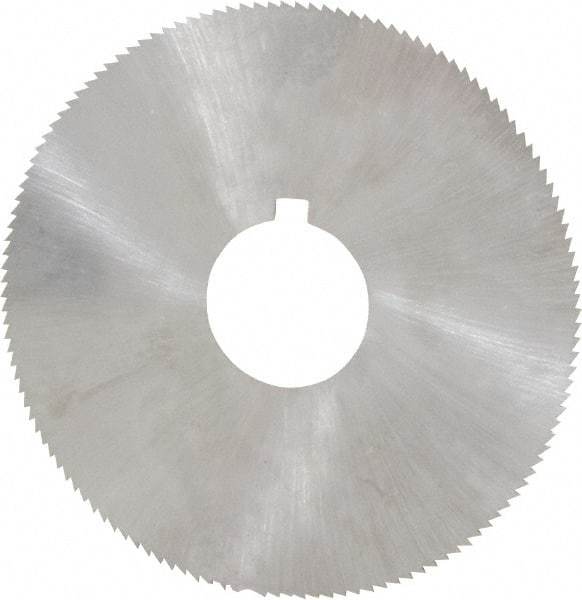 Made in USA - 2-1/4" Diam x 0.014" Blade Thickness x 5/8" Arbor Hole Diam, 132 Tooth Slitting and Slotting Saw - Arbor Connection, Right Hand, Uncoated, High Speed Steel, Concave Ground, Contains Keyway - Eagle Tool & Supply