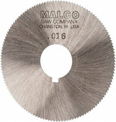 Made in USA - 2-1/4" Diam x 0.016" Blade Thickness x 5/8" Arbor Hole Diam, 132 Tooth Slitting and Slotting Saw - Arbor Connection, Right Hand, Uncoated, High Speed Steel, Concave Ground, Contains Keyway - Eagle Tool & Supply