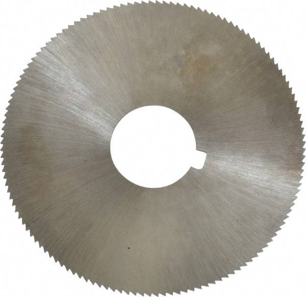 Made in USA - 2-1/4" Diam x 0.025" Blade Thickness x 5/8" Arbor Hole Diam, 132 Tooth Slitting and Slotting Saw - Arbor Connection, Right Hand, Uncoated, High Speed Steel, Concave Ground, Contains Keyway - Eagle Tool & Supply