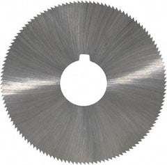 Made in USA - 2-1/4" Diam x 0.028" Blade Thickness x 5/8" Arbor Hole Diam, 132 Tooth Slitting and Slotting Saw - Arbor Connection, Right Hand, Uncoated, High Speed Steel, Concave Ground, Contains Keyway - Eagle Tool & Supply