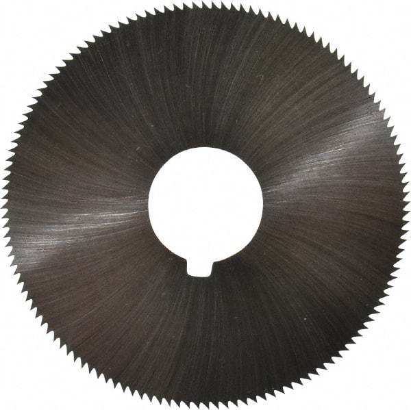 Made in USA - 2-1/4" Diam x 0.036" Blade Thickness x 5/8" Arbor Hole Diam, 132 Tooth Slitting and Slotting Saw - Arbor Connection, Right Hand, Uncoated, High Speed Steel, Concave Ground, Contains Keyway - Eagle Tool & Supply