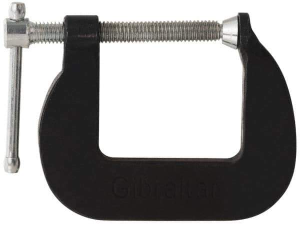 Gibraltar - Light-Duty 2" Max Opening, 1-1/4" Throat Depth, Cast Iron Standard C-Clamp - 875 Lb Capacity, 0" Min Opening, Standard Throat Depth - Eagle Tool & Supply