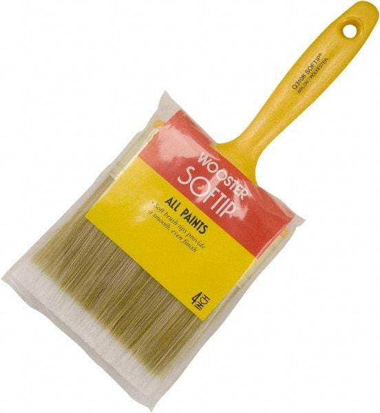Wooster Brush - 4" Flat Synthetic General Purpose Paint Brush - 3-3/16" Bristle Length, 5-5/8" Plastic Fluted Handle - Eagle Tool & Supply