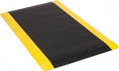 Wearwell - 5' Long x 3' Wide, Dry Environment, Anti-Fatigue Matting - Black with Yellow Borders, Vinyl with Urethane Sponge Base, Beveled on 4 Sides - Eagle Tool & Supply