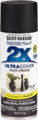 Rust-Oleum - Black, Flat, Enamel Spray Paint - 8 to 12 Sq Ft per Can, 12 oz Container - Eagle Tool & Supply