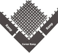 Wearwell - 18" Long x 18" Wide x 7/8" Thick, Anti-Fatigue Modular Matting Open Grid - Male & Female, 4 Interlocking Sides, Charcoal, For Dry & Wet Areas, Series 558 - Eagle Tool & Supply
