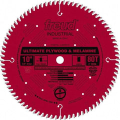 Freud - 10" Diam, 5/8" Arbor Hole Diam, 80 Tooth Wet & Dry Cut Saw Blade - Carbide-Tipped, Standard Round Arbor - Eagle Tool & Supply