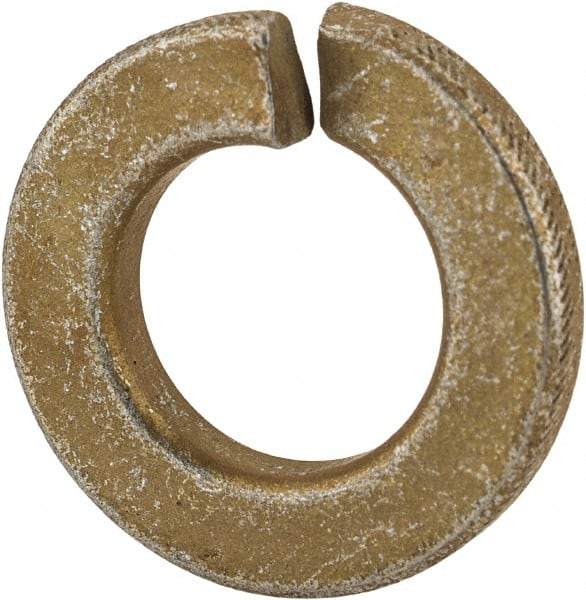 Made in USA - 3/8", 0.094" Thick Split Lock Washer - 1060 Spring Steel, Zinc Yellow Dichromate Finish, 0.377" Min ID, 0.385" Max ID, 0.68" Max OD - Eagle Tool & Supply