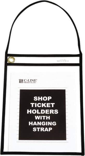 C-LINE - 15 Piece Clear Hanging Strap Stitched Shop Ticket Holder - 12" High x 9" Wide - Eagle Tool & Supply