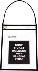 C-LINE - 15 Piece Clear Hanging Strap Stitched Shop Ticket Holder - 12" High x 9" Wide - Eagle Tool & Supply