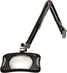 O.C. White - 43 Inch, Swing Arm, Clamp on, LED, Black, Magnifying Task Light - 8 Watt, 2x Magnification, 7 Inch Wide, 5-1/4 Inch Long - Eagle Tool & Supply