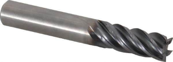 Kennametal - 3/8", 7/8" LOC, 3/8" Shank Diam, 2-1/2" OAL, 5 Flute, Solid Carbide Square End Mill - Single End, AlTiN Finish, Spiral Flute, 30° Helix, Right Hand Cut, Right Hand Flute, Series UCDE - Eagle Tool & Supply