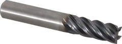 Kennametal - 3/8", 7/8" LOC, 3/8" Shank Diam, 2-1/2" OAL, 5 Flute, Solid Carbide Square End Mill - Single End, AlTiN Finish, Spiral Flute, 30° Helix, Right Hand Cut, Right Hand Flute, Series UCDE - Eagle Tool & Supply