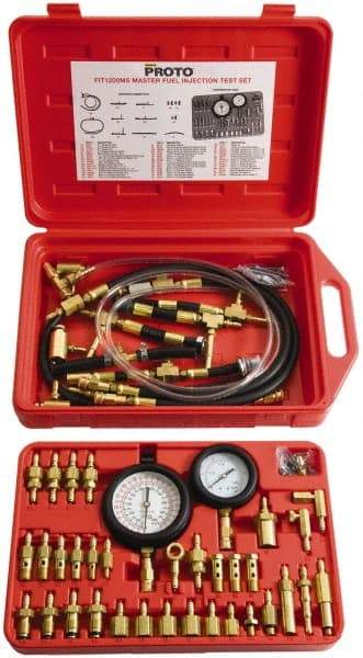 Proto - 2' Hose Length, 0 to 145 psi, Mechanical Automotive Fuel Injection Tester - 1 Lb Graduation - Eagle Tool & Supply